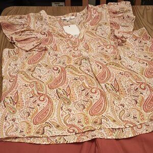 DR2 Size XXL Rust and Gold paisley Top (NWT)